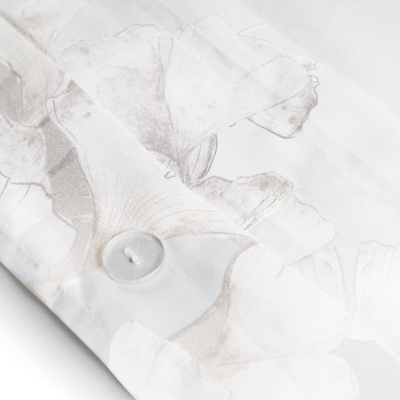 Butterfly Gingko Duvet, Queen, White;Stone