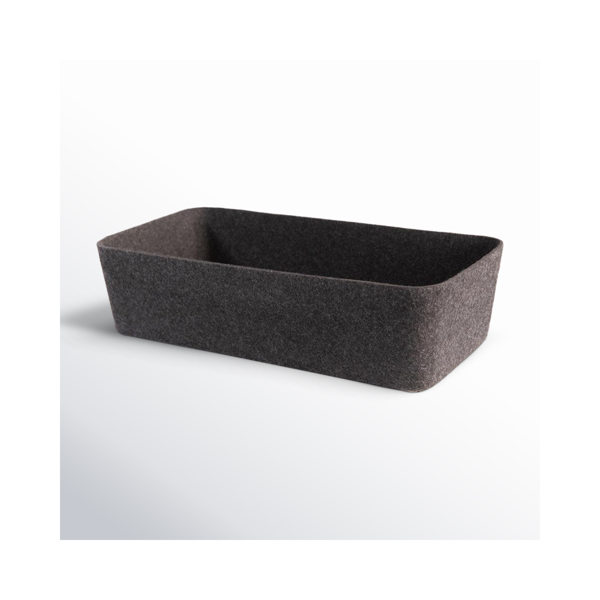 Sculpted Felt Storage Long Bin, Carbon