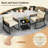 3 Pcs Outdoor Rocking Bistro Set With 2-tier Coffee Table, Acacia Wood Armrests