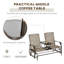 Siège coulissant pour patio avec table centrale - structure en métal en double coulissement brun relax, filet respirant, acier robuste pour la cour et le jardin