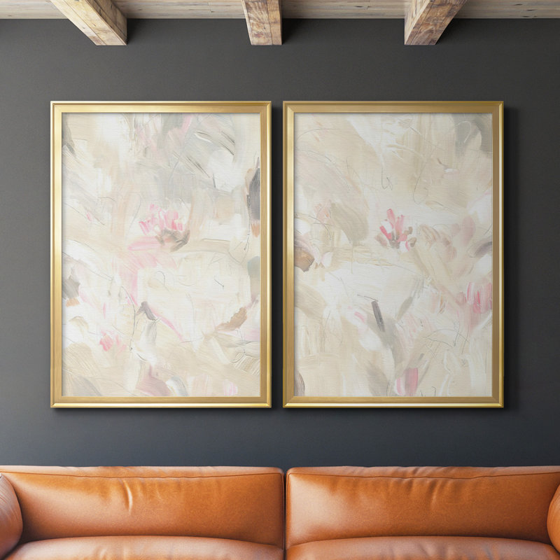 «Soft Abstraction I», toile encadrée de qualité supérieure - prête à être accrochée, Or, H 42,5 po x l 61 po