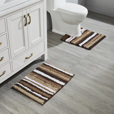 Annaleese 100% Polyester Machine Washable Tufted 2 Piece Bathroom Rug Set
