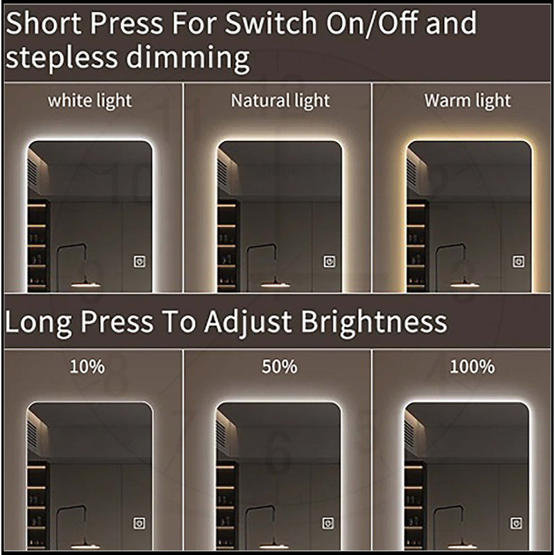 65x21in Full Body Mirror with Lights