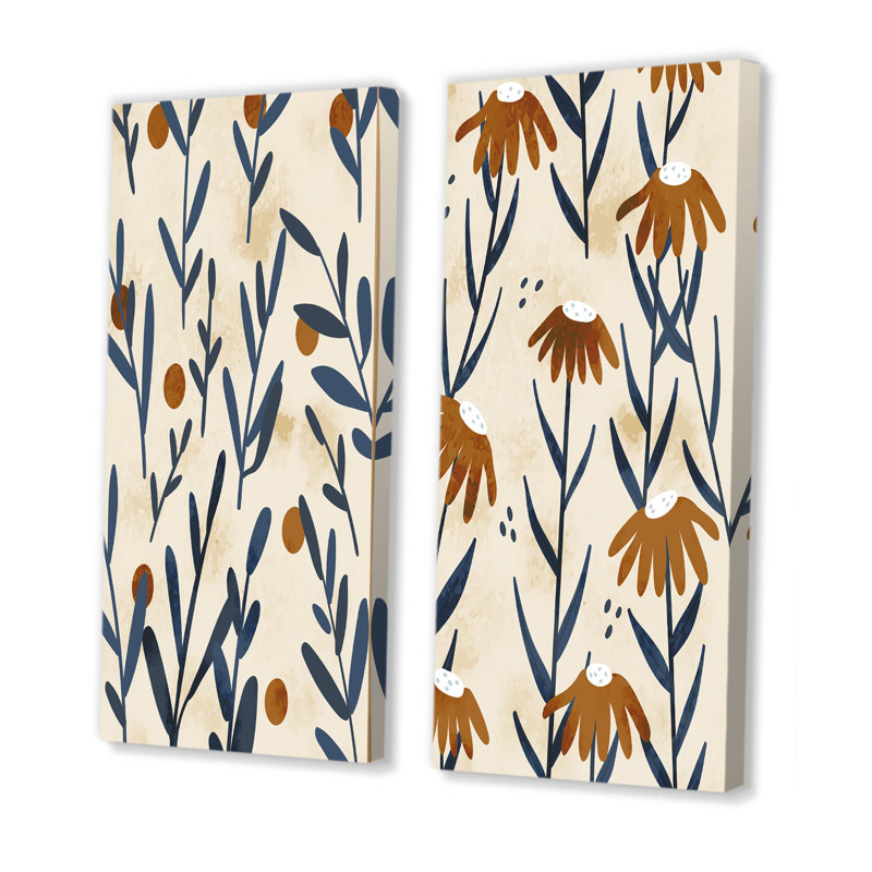 «Minimalist Pastel Leaves I», ensemble de 2 impressions, Toile tendue, H 20 po x l 24 po x P 1 po