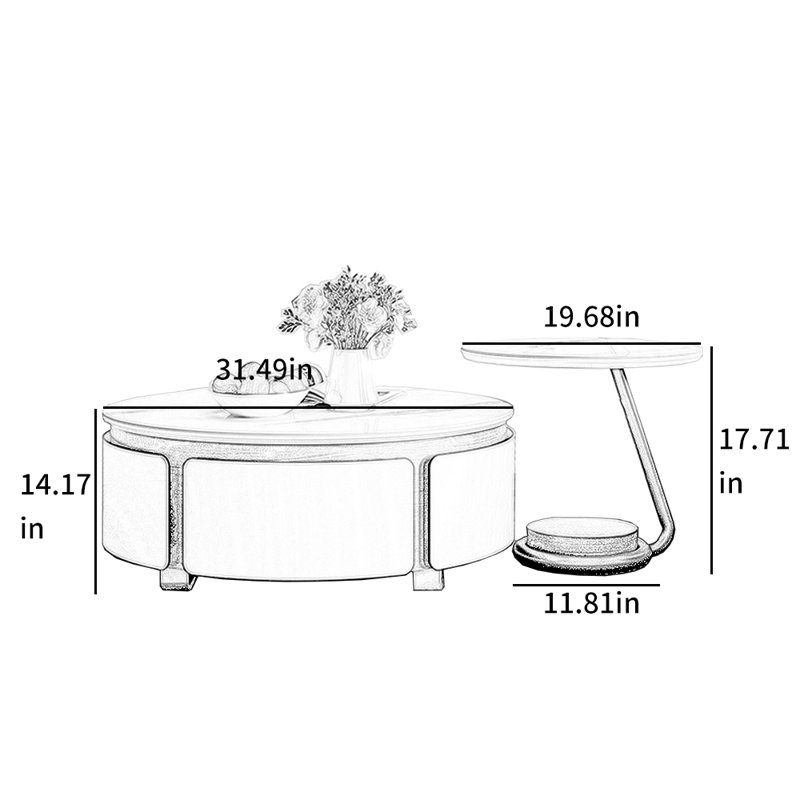 Table basse crème en pierre frittée