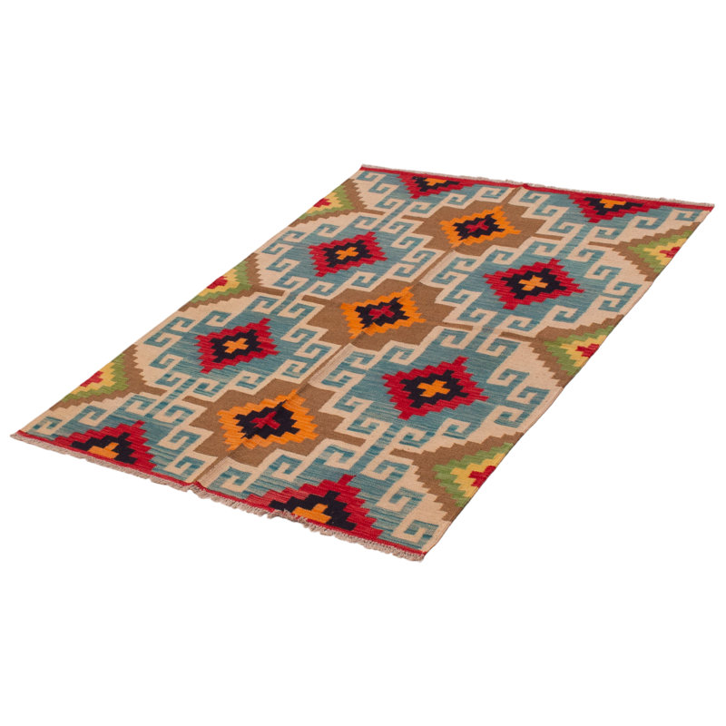 Tapis unique turquoise de 4 pi 9 po x 6 pi 6 po