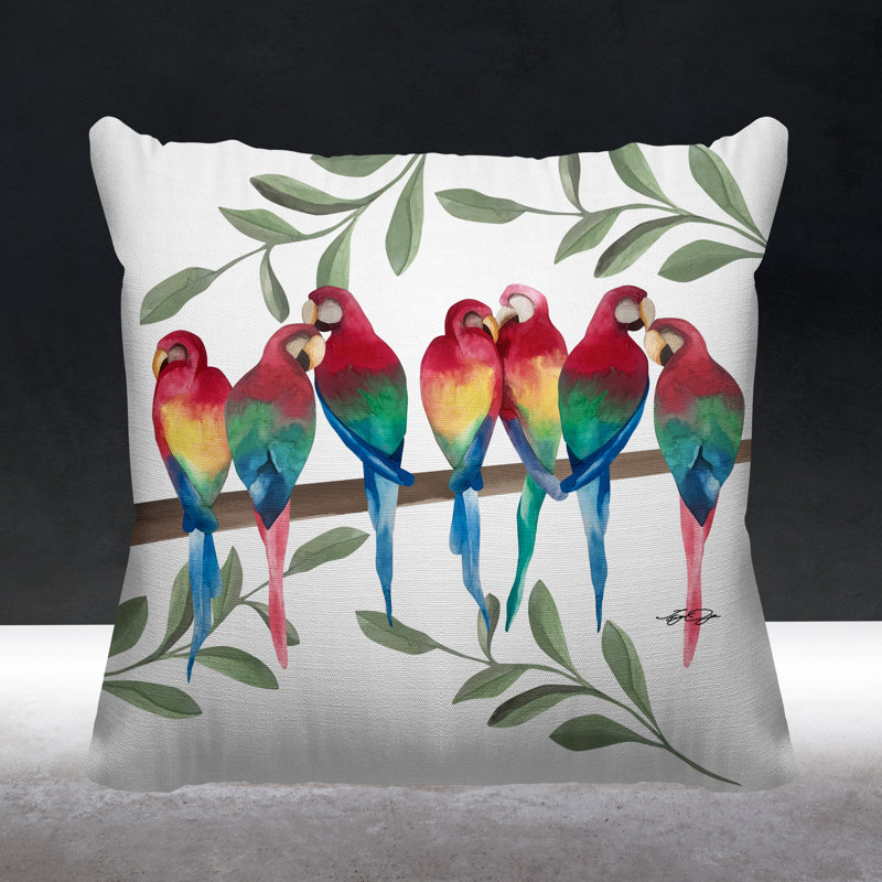 Housse et insert de coussin carré extérieur Sky Flocked Together Birds, H 15 po x l 15 po, Blanc