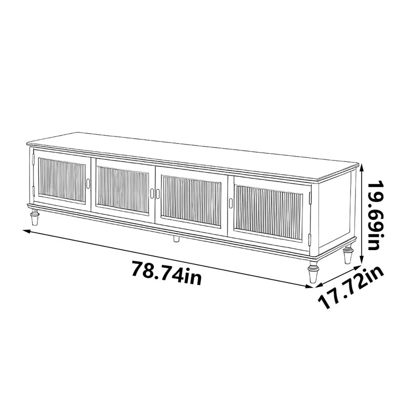 Meuble télé de luxe de style américain, 78.74"
