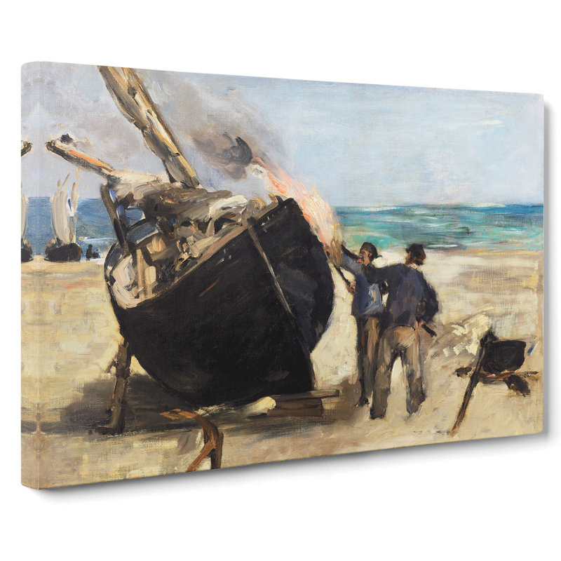 Tarring The Boat by Edouard Manet - Wrapped Canvas, 35cm H x 76cm W x 3cm D