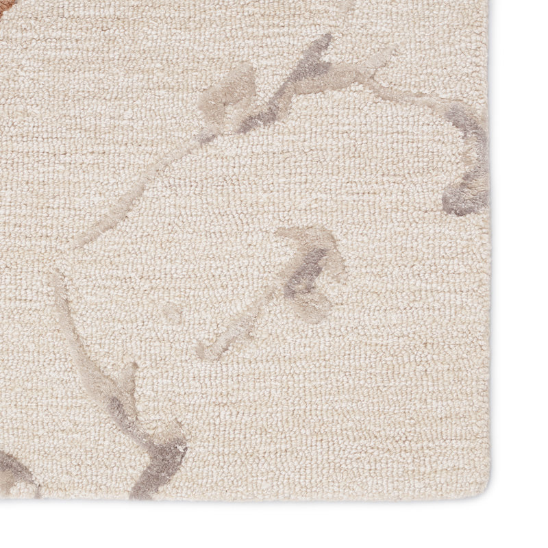 Tapis crème / gris / or touffeté à la main Aekerly, Rectangle 10 pi x 14 pi