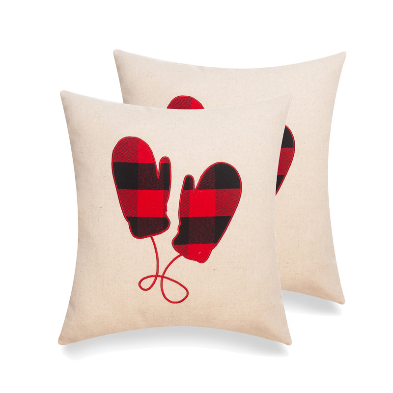 Housse de coussin Cottage Life, Alternative au duvet, Noir / Rouge