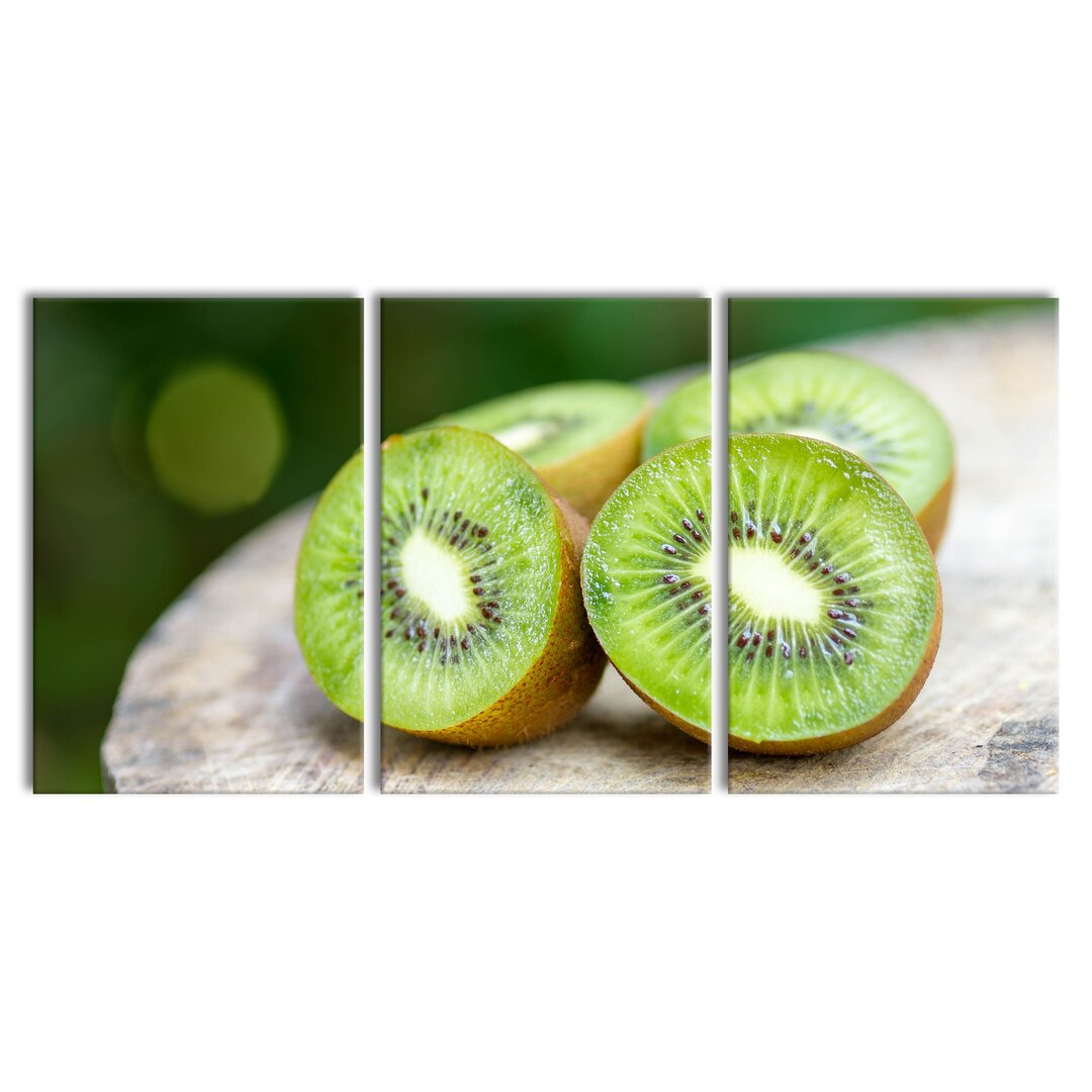 3-tlg. Leinwandbilder-Set Delicious Sliced Kiwis