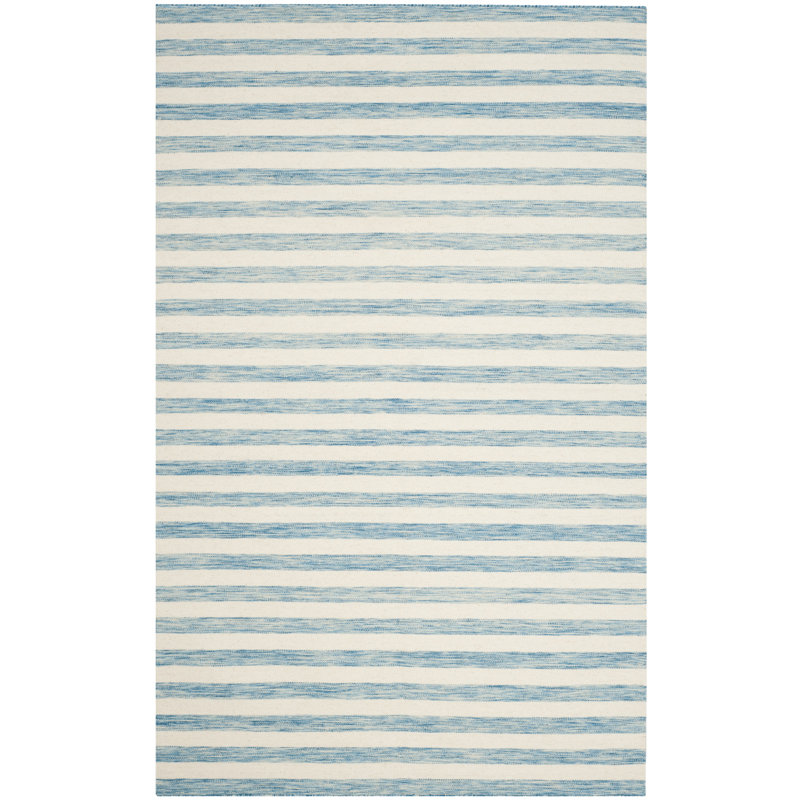 Tapis rayé en laine / coton tissé à la main Emek, Rectangle 4 pi x 6 pi