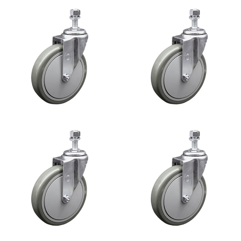 Polyurethane ½ Inch Threaded Stem Caster Set 2 Brakes SCC