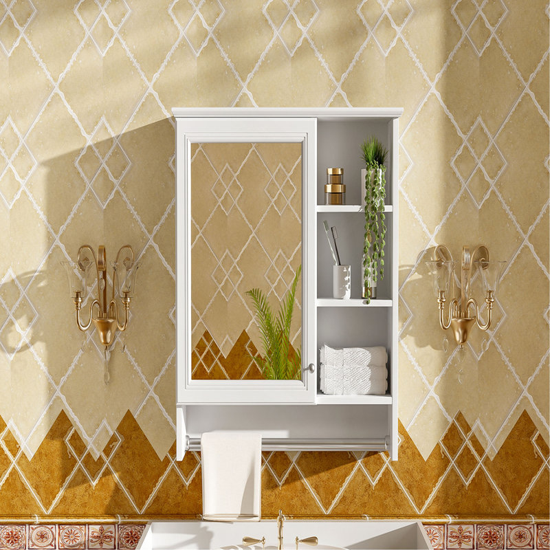 Armoire de rangement murale 2 en 1 avec tablette réglable et armoire d'appoint, Blanc