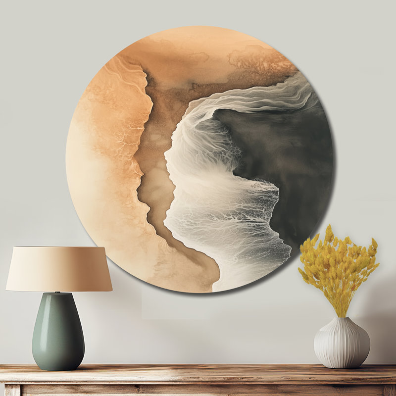 Décoration murale en métal «Calming Costal», sable et beige - Coastal Waves, L 16 po x H 16 po