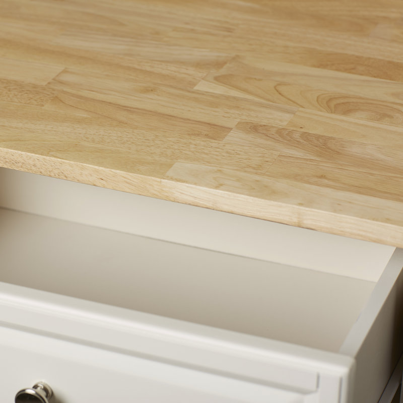 Van Granite Top Kitchen Cart, White, Natural Wood