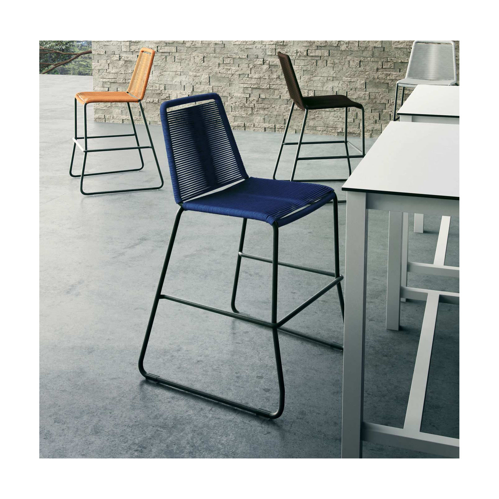 Huron Outdoor Bar Stool, Blue, Counter Stool (26" Seat Height)