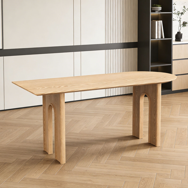Table de salle à manger ronde en bois massif, H 29,5 po x L 94,5 po x l 35,4 po