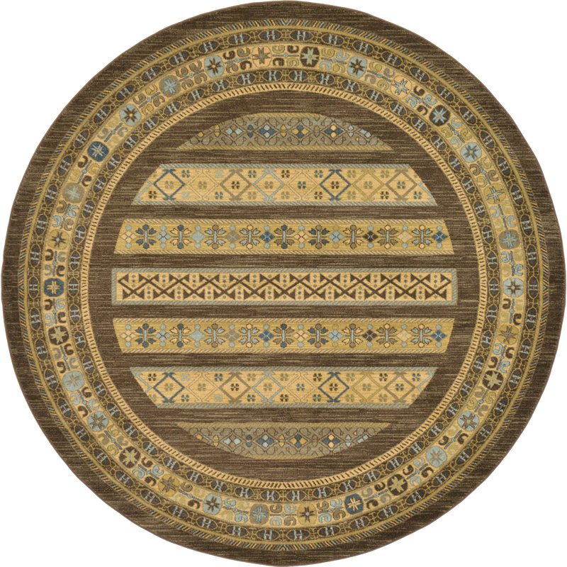 Jaeden Geometric Area Rug, Round 8', Brown 