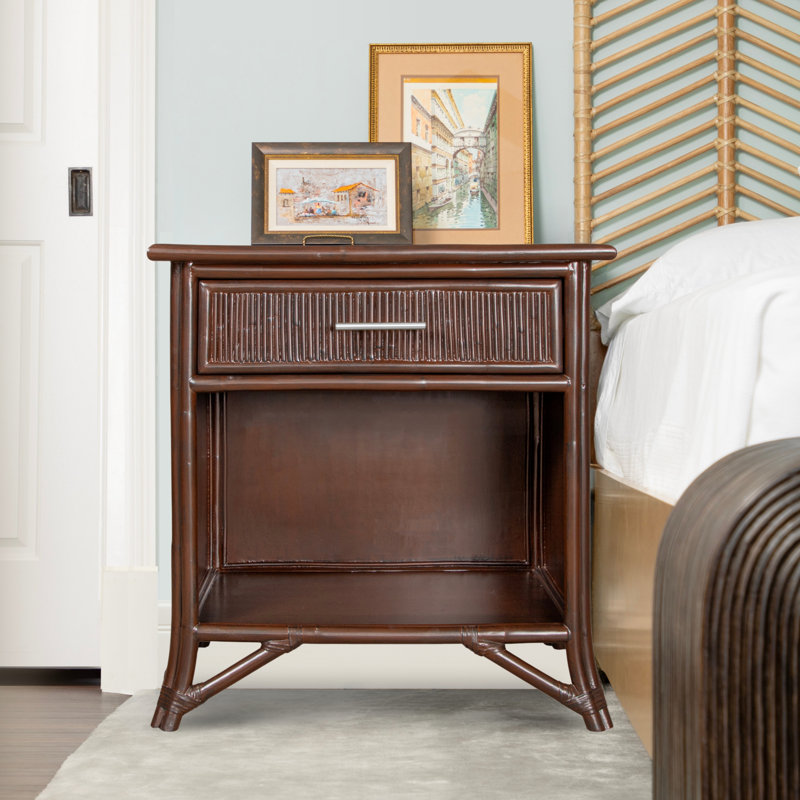 Pencil Rattan 1 - Drawer Nightstand, Cocoa