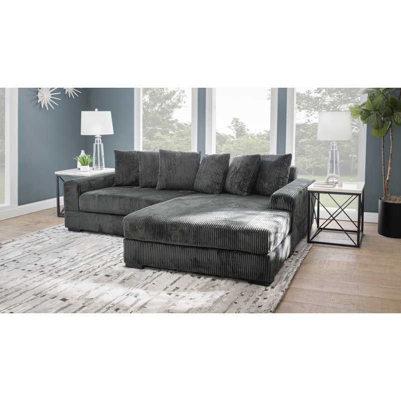 Luxe 108" Corduroy Sectional, Smoke