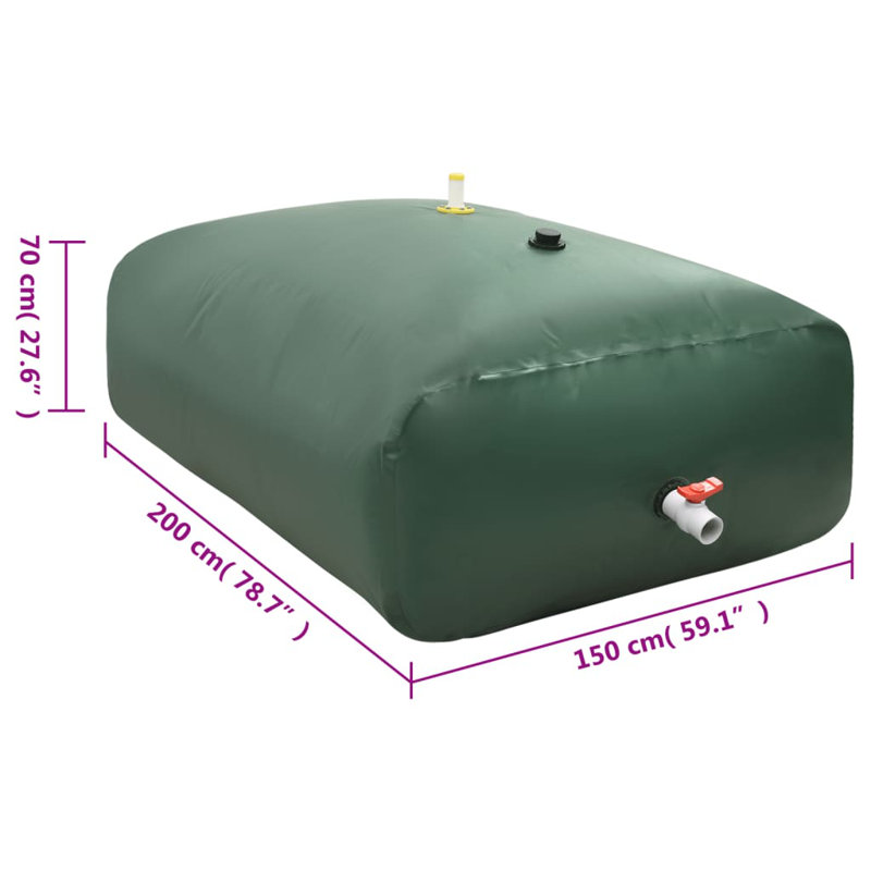 Grand réservoir d'eau roulant en PVC vidaXL, 122 gallons, Vert