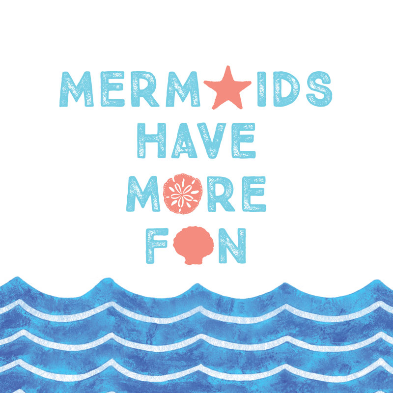 Mermaid Fun - Wrapped Canvas Print, 122cm H x 122cm W x 3.8cm D