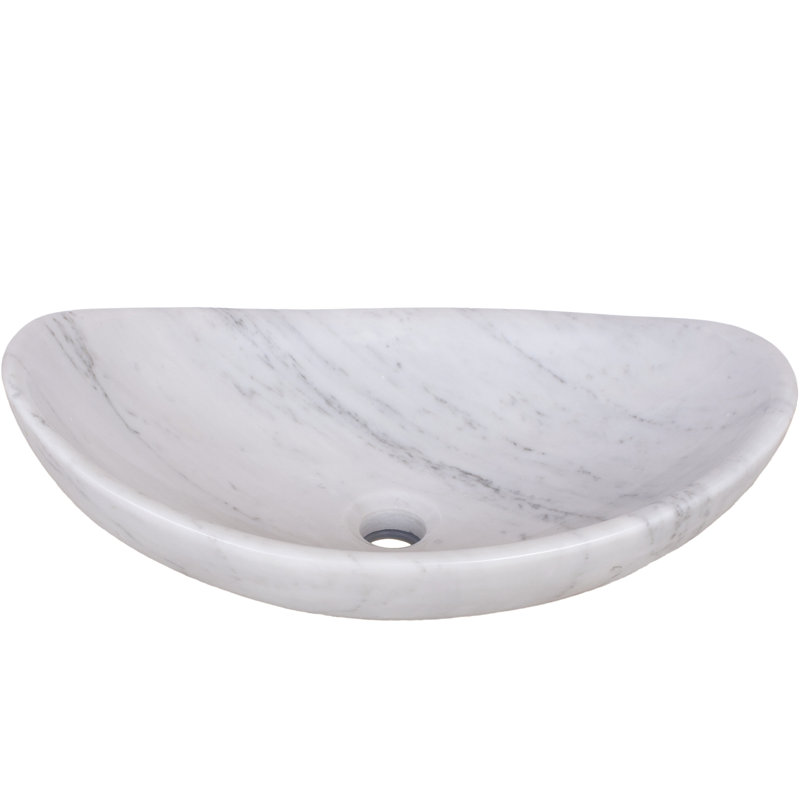 Novatto 19.5'' White Marble Oval Bathroom Sink
