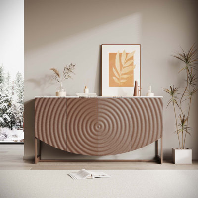 Buffet unique à texture ondulée en 3D, comptoir à autocollant en forme de marbre, style moderne et luxueux, armoire de rangement multifonctionnelle pour salon et salle à manger