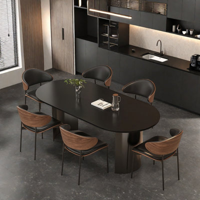 Sophisticated retro-style oval dining table set