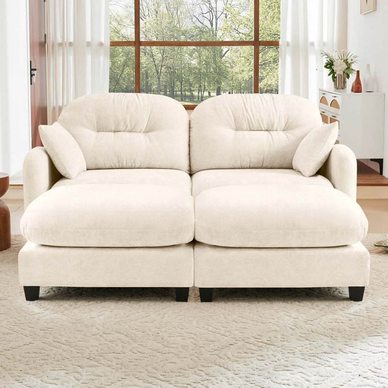 Canapé modulaire en chenille , 2, Beige, H 36,6 po x l 74 po x P 934 po