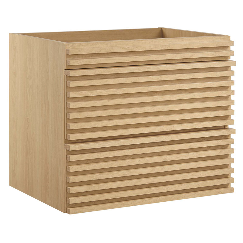 Oak 24" Wall-Mount Single Bathroom Vanity with Slatted Design