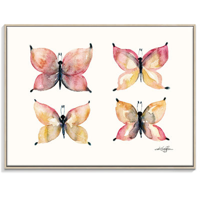 Four Butterflies 1 by Kathy Morton Stanion - Wrapped Canvas Painting