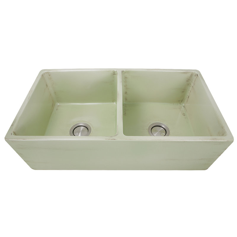 Vineyard 33'' L Double Basin Kitchen Sink, Shabby Green