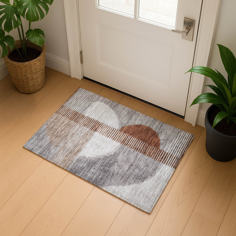 Premium Machine Washable Ariel Geometric Rug, Rectangle 1'8" x 2'6"