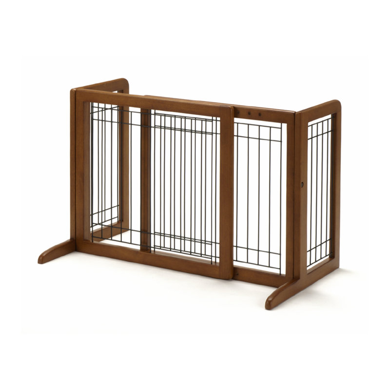 Small Freestanding Medium Wood Pet Gate with Rubber Feet