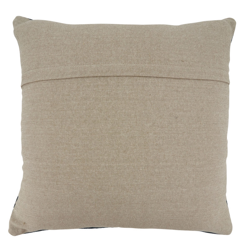 Medium Black Cotton Geometric Embroidered Throw Pillow