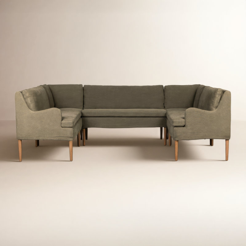 Aurelia 6-Piece Sectional, Broadway Olive Linen, 34.5" H x 103" W x 76" D