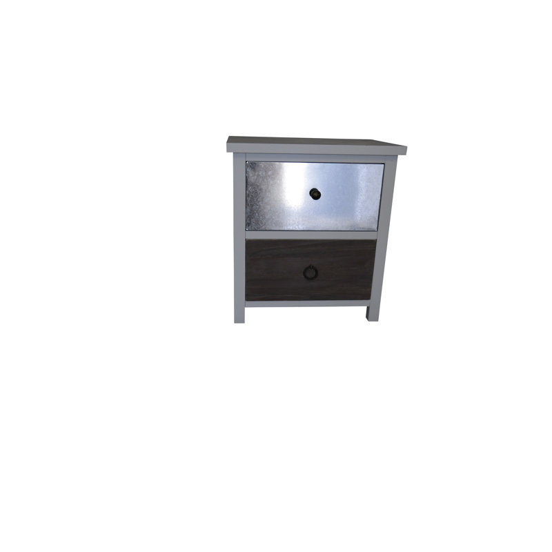 Iron 43cm W Manufactured Wood Bedside Table