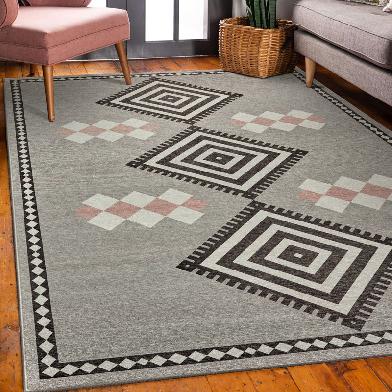 Tapis rectangulaire 5 pi x 7 pi Kilim Kiki Mushroom