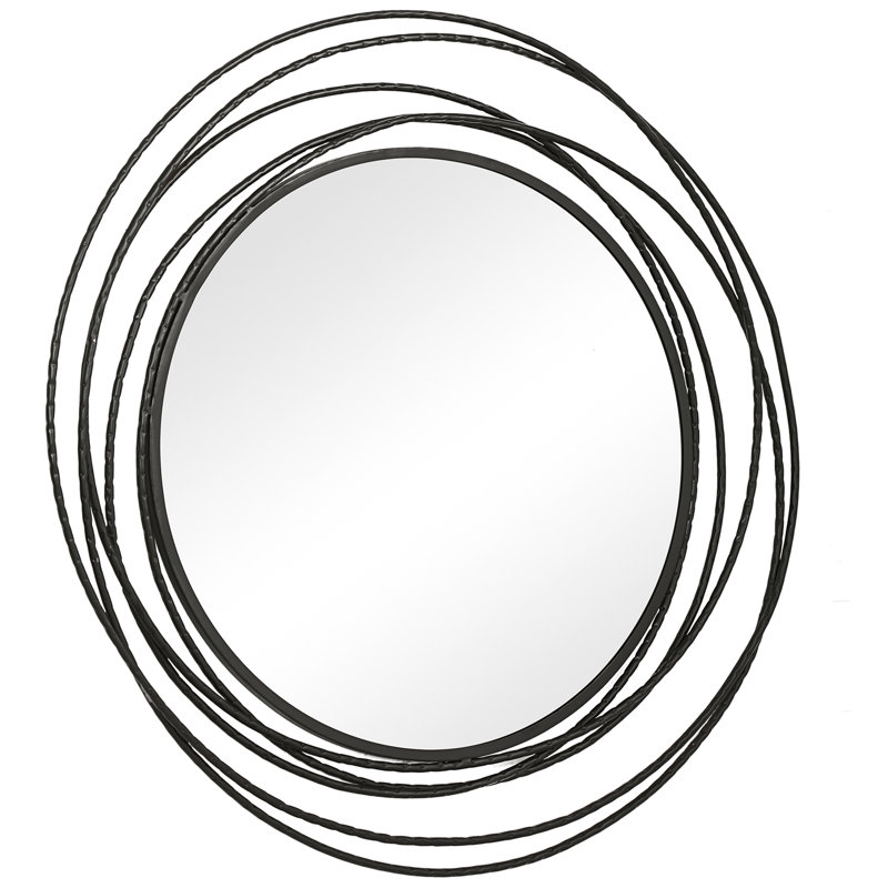 Moberly Metal Round Wall Mirror, Satin Black