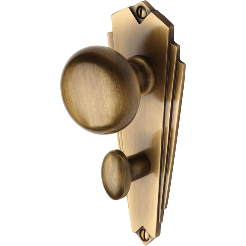 Heritage Brass Heritage Mortice Knob on Bathroom Plate Broadway Design, Antique Brass