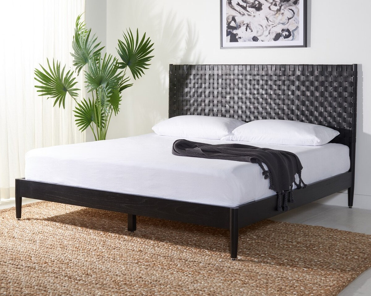 Tamita Leather Bed, Queen, Black
