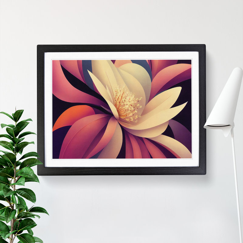 Cosmopolitan Modern Flower - Single Picture Frame Print, Black Framed, 25cm H x 34cm W x 2cm D