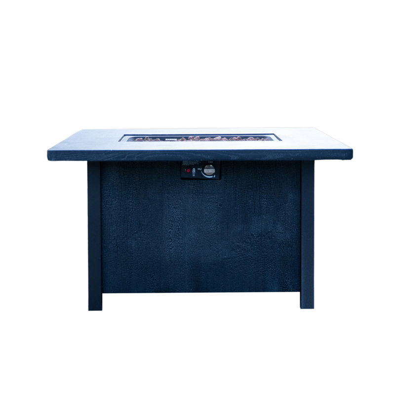 44" W X 25" H Outdoor Patio Propane Gas Fire Pit Table - 50,000 BTU High-Temperature-Resistant Carving Process For Environmentally Friendly Materials With The Effect Of Charcoal Grain