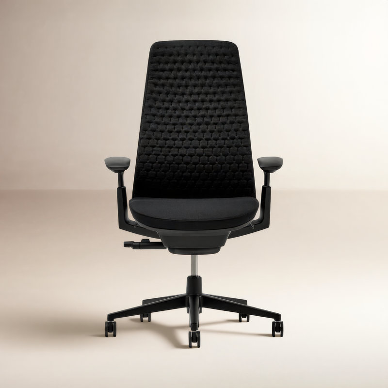 Haworth Fern Digital Knit Task Chair, Yes, Charcoal Black
