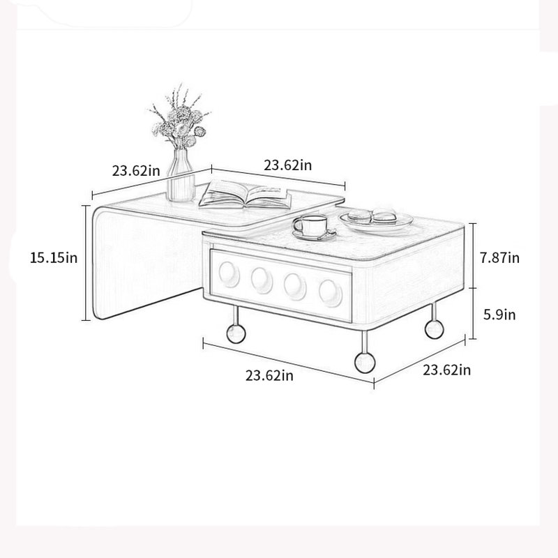 Table basse rétractable en noyer
