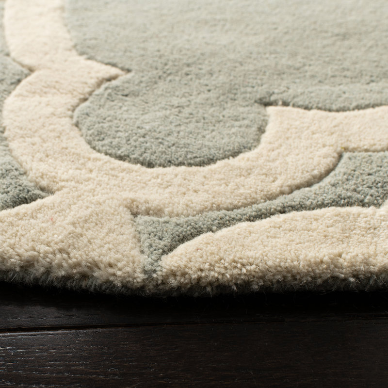 Carolene Hand Tufted Wool Geometric Rug, Round 5'