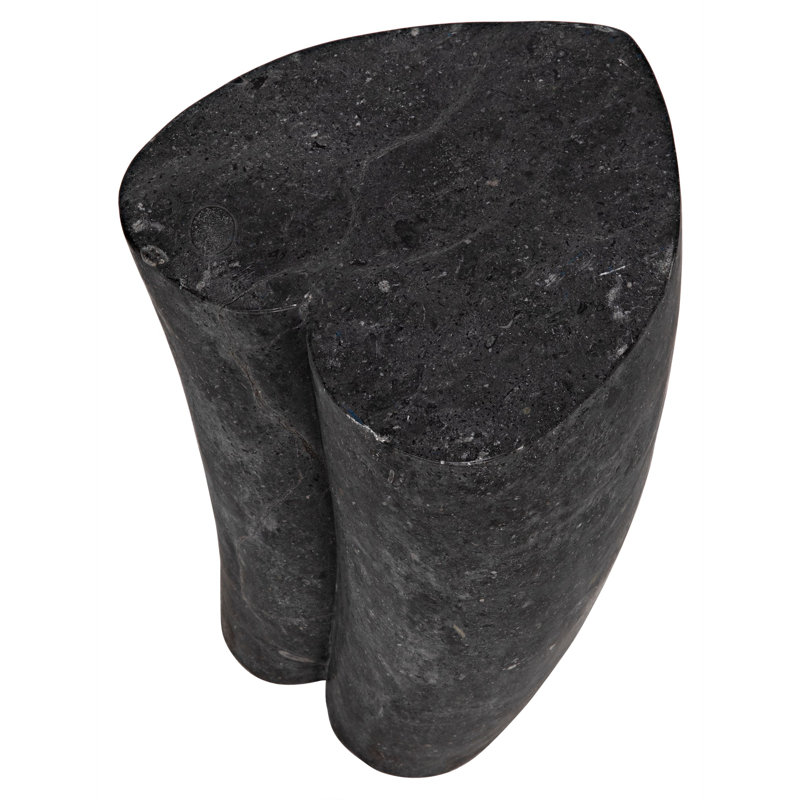 Noir Heart 18" Geometric Black Marble Block End Table
